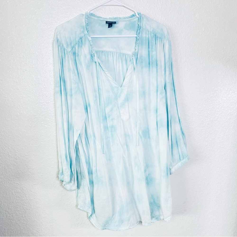 🍓 Torrid Boho Tie Dye Peasant Tie Collar 3/4 Sleeves Popover Top 2X